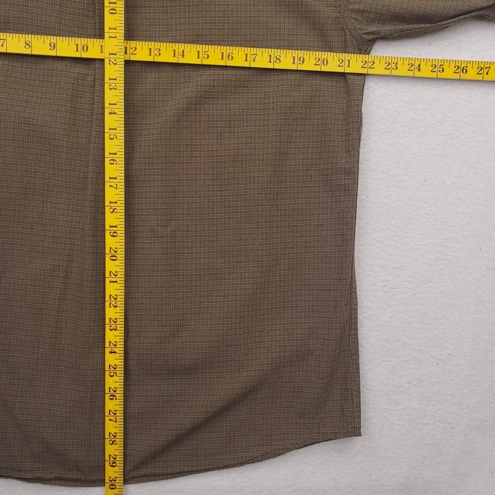North Face Shirt Mens Large Green Check Plaid Button Up Outdoor Camp Cabin Hike